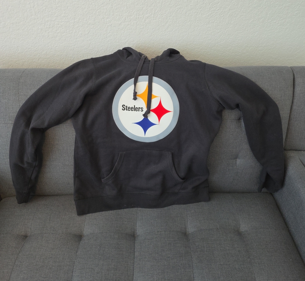NFL Black Steelers Crewneck Hoodie with Team Emblem